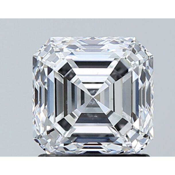 1.5 Carat Natural Diamond, Asscher Cut, Color D, Clarity SI1