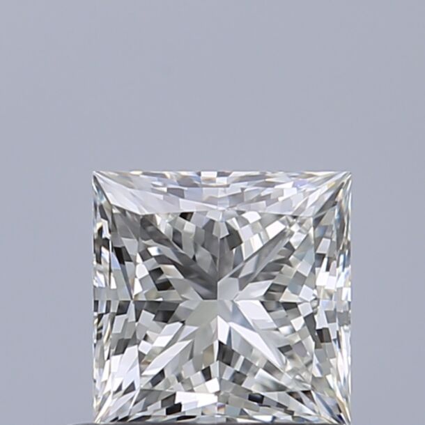 0.7 Carat Natural Diamond, Princess Cut, Color H, Clarity IF